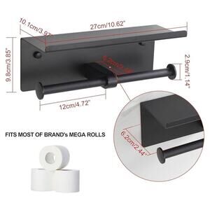Double Matte Black Metal Thermal Printer Label Holder TP/Toilet Paper & Shelf